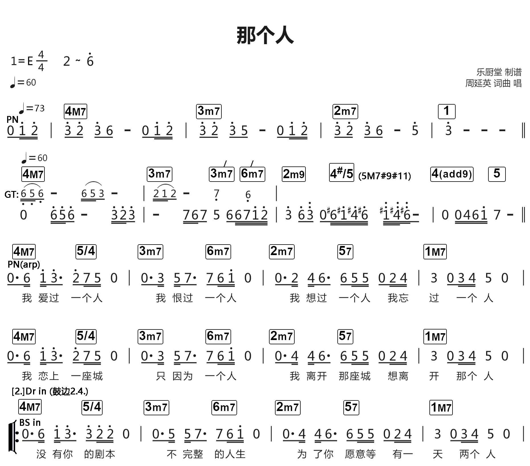 《那个人 | 标准乐队伴奏总谱》吉他谱