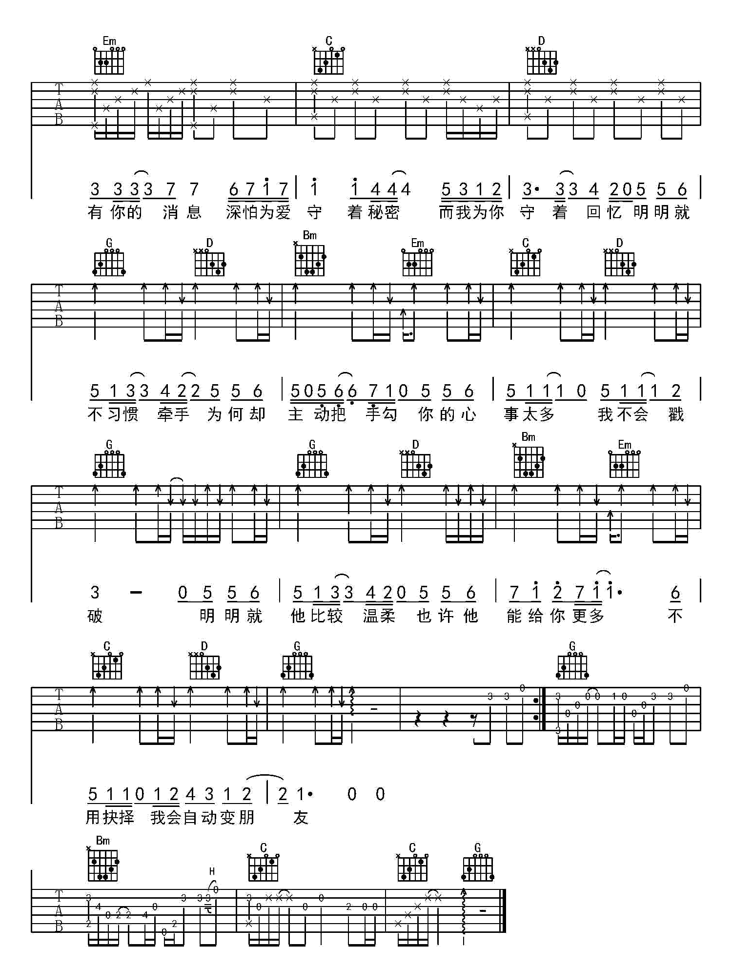 周杰伦《周杰伦 明明就吉他谱 g调》吉他谱