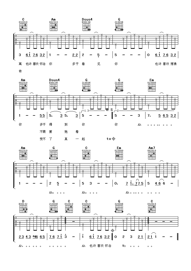 《蔡依林《怀念》》吉他谱