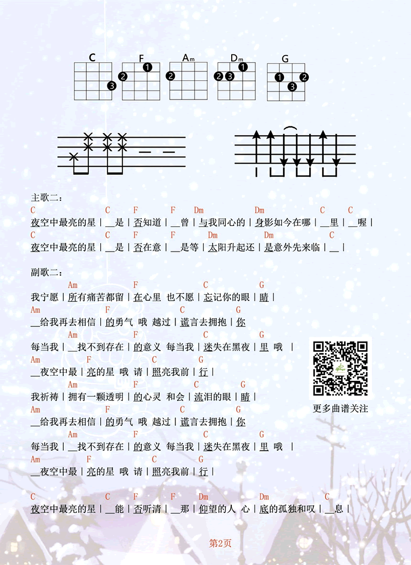 夜空中最亮的星ukulele谱_逃跑计划_四线弹唱图谱 吉他谱