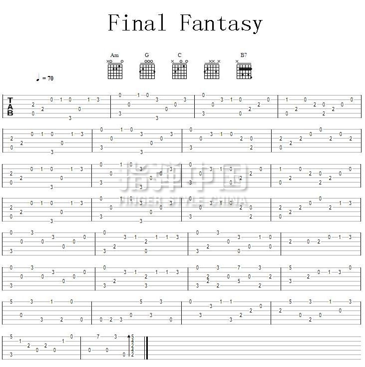 最终幻想 final fantasy 吉他谱