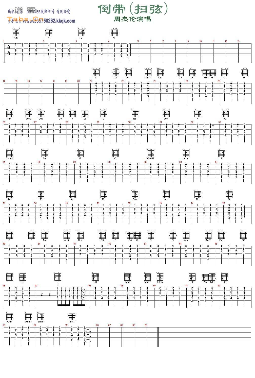 《倒带 扫弦 经典修订版》吉他谱 - 彼岸吉他_一站式