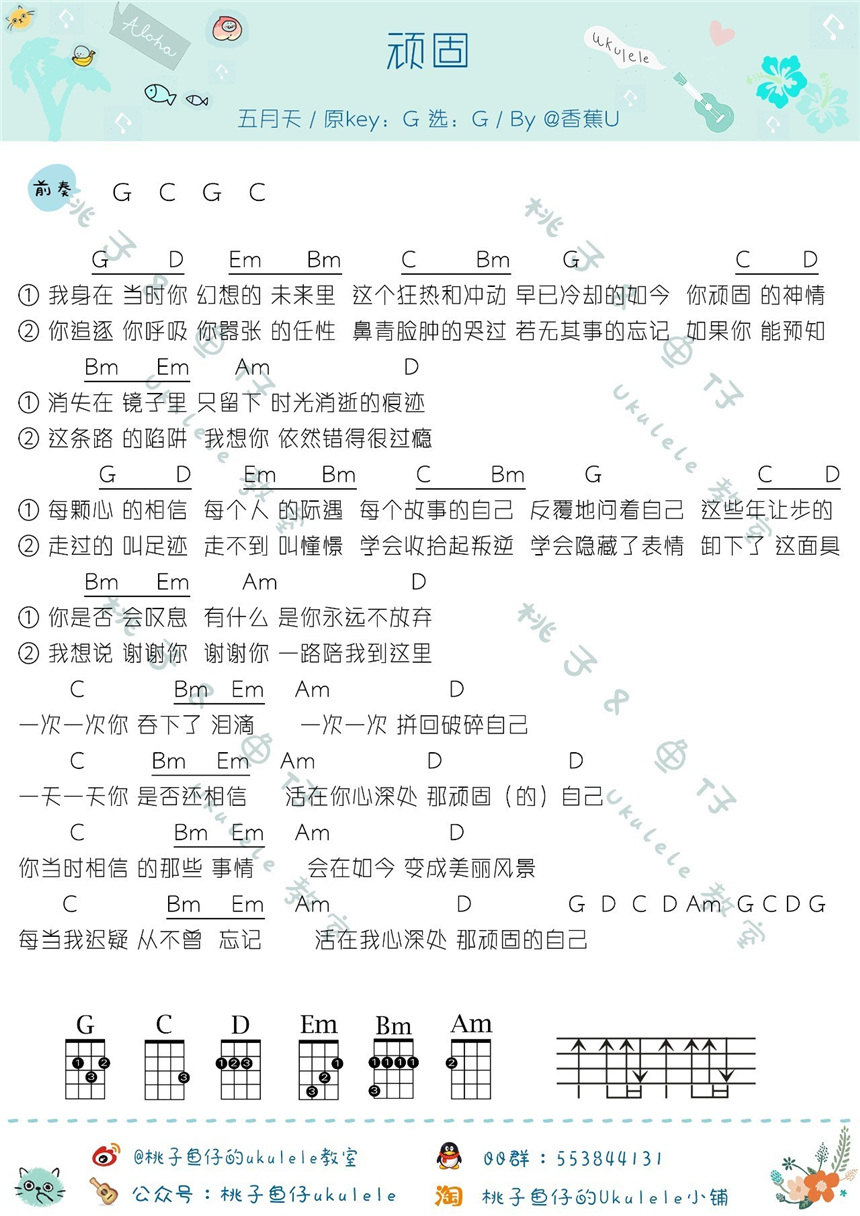 《顽固》吉他谱