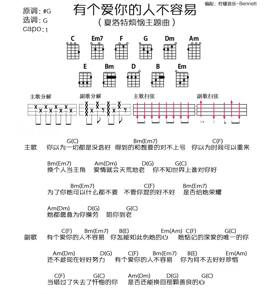 有个爱你的人不容易 吉他谱