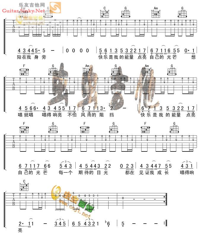 唱得响亮(图谱版)吉他谱 安又琪-彼岸吉他 - 一站式者