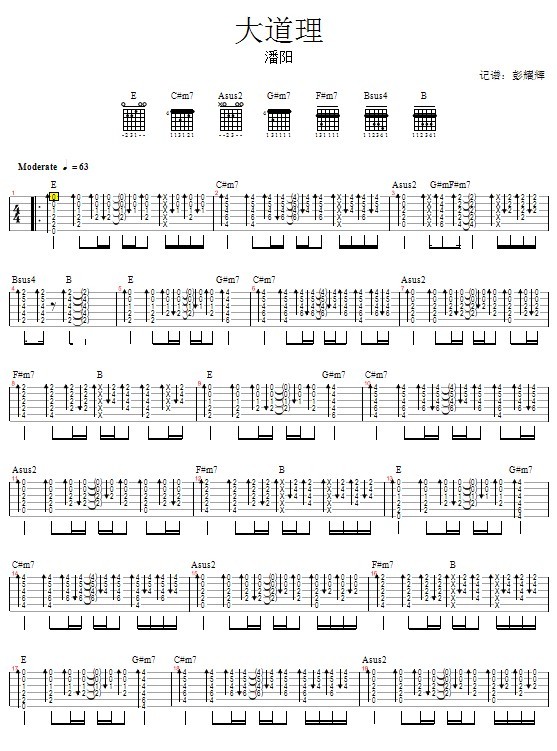 《大道理—潘阳》吉他谱