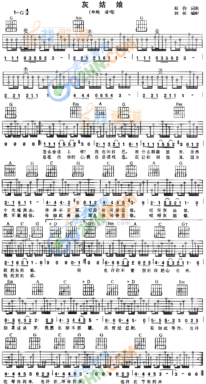 灰姑娘吉他谱 -彼岸吉他 - 一站式吉他爱好者服务平台