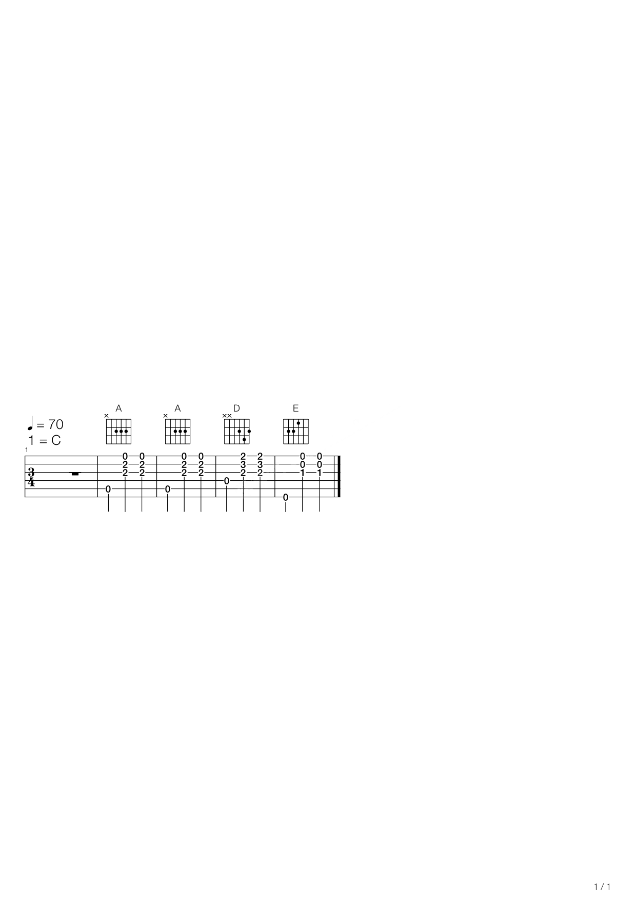 《a调和弦转换练习(一)》吉他谱