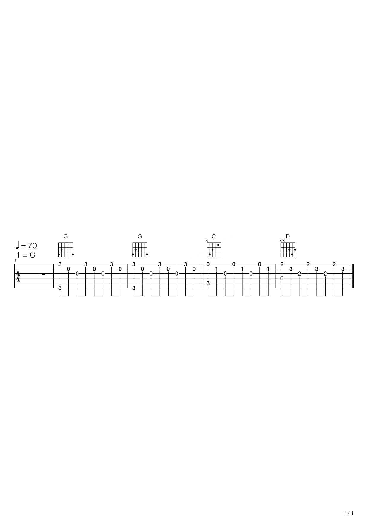 《g调和弦转换练习(一)》吉他谱