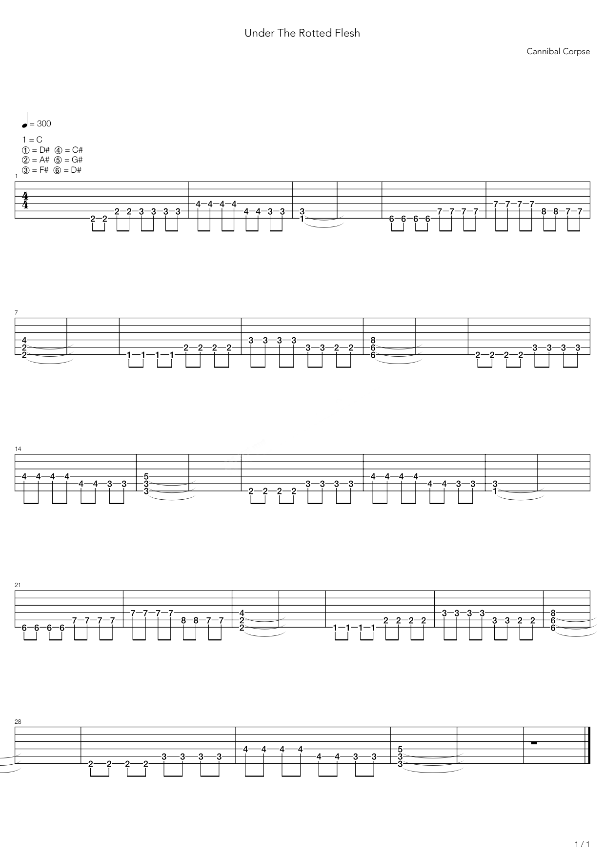 cannibal corpse 《under the rotted flesh》吉他谱