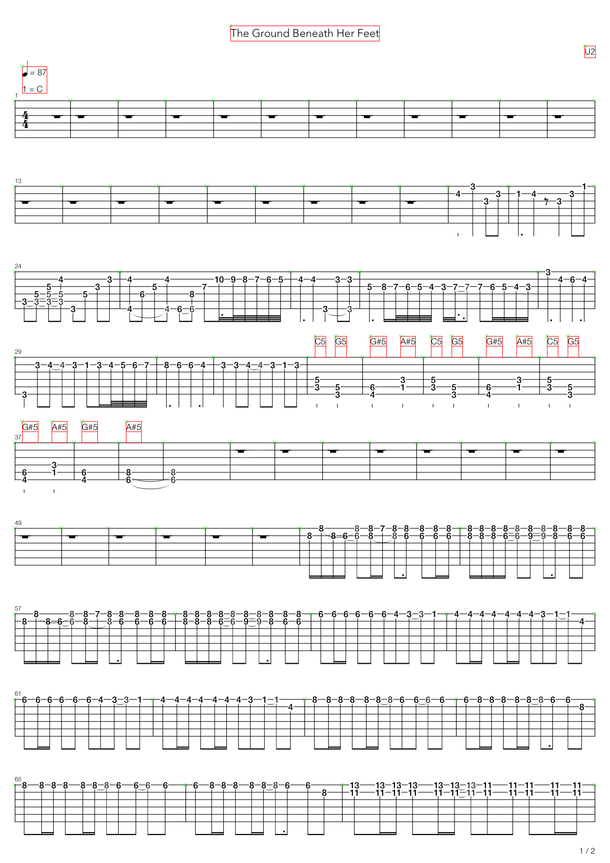 《the ground beneath her feet》吉他谱