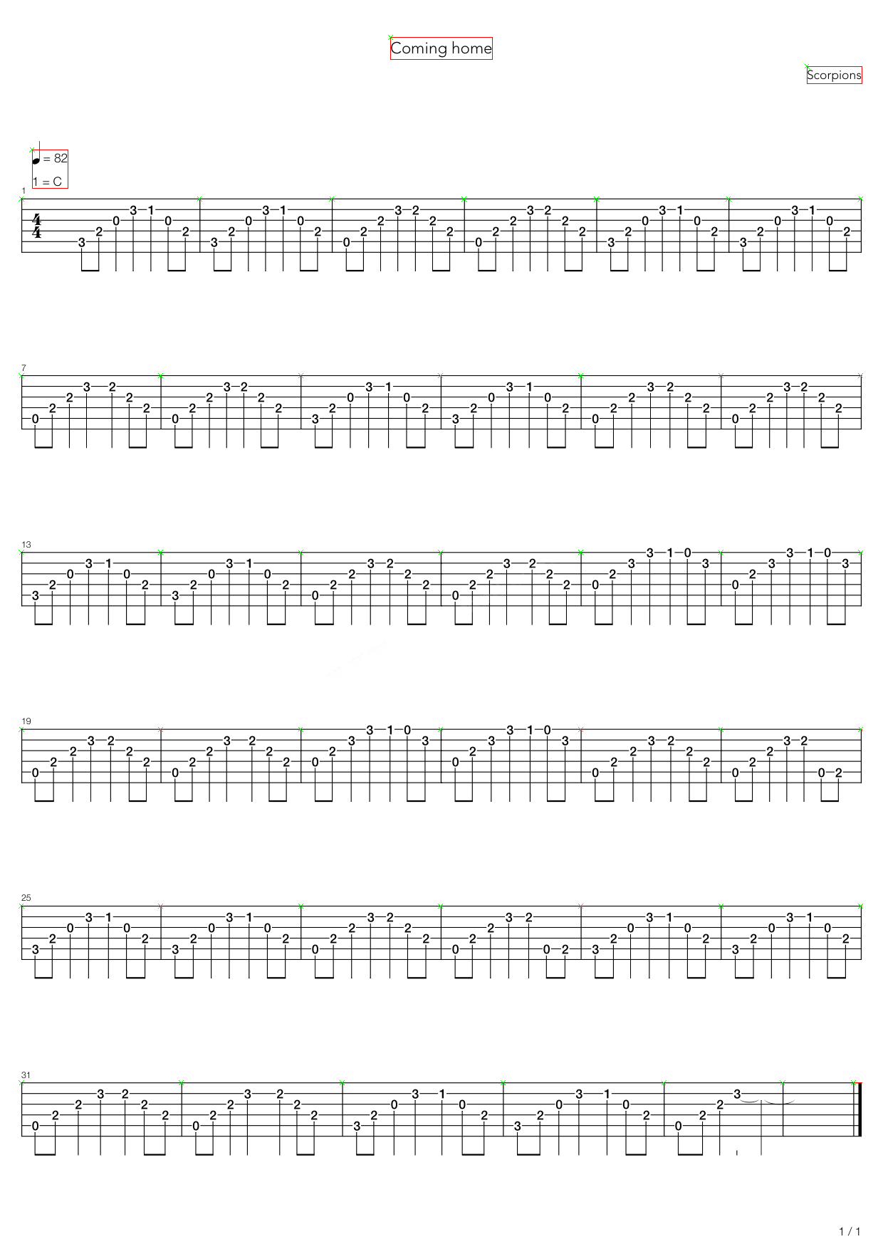 英文弹唱 浏览/516 scorpions 《coming home》吉他谱