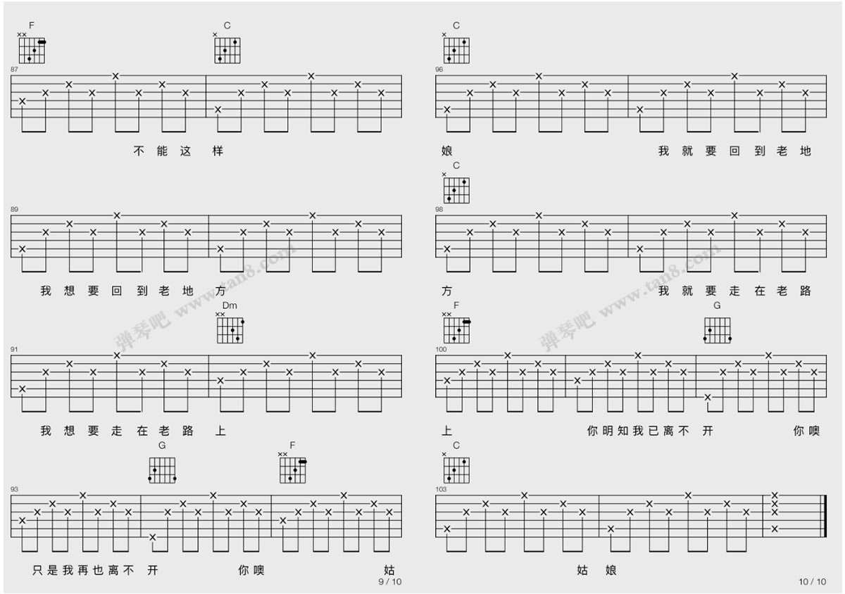 演员吉他简谱c调_天空之城简谱吉他c调