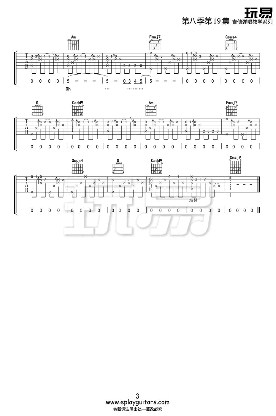 吉他入门曲谱视频_吉他入门曲谱